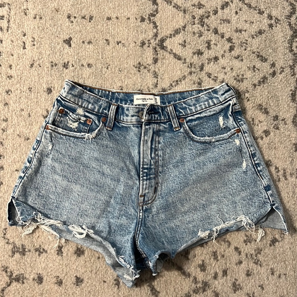 Abercrombie & Fitch Light Blue Distressed Denim Jean Shorts